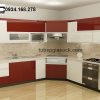 Tủ bếp Acrylic đỏ tươi phối trắng 01 + 04