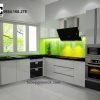 Tủ bếp Acrylic màu trắng phối điểm nhấn màu đen