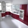 Tủ bếp gỗ công nghiệp cánh acrylic màu đỏ đô