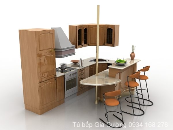 Tủ bếp gỗ Ask mini dành cho căn hộ có diện tích nhỏ