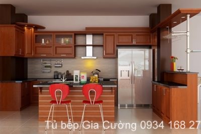 Tủ bếp, quầy ba gỗ Xoan đào